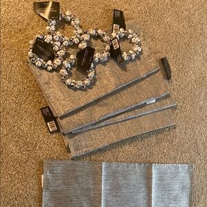 Silver Placemats with Napkin Rings Set